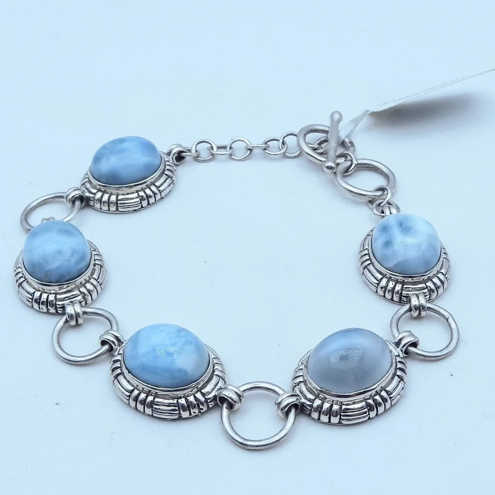 Bali Legacy Sterling Silver 925 Blue Larimar 34ctw Cabochon Toggle 7